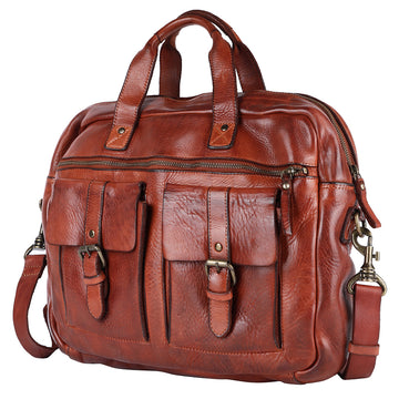 Spaghetti Western Swc405Cg Briefcase Vintage Handmade Drum Dyed Genuine European Cowhide Leather Women Bag Western Handbag Purse